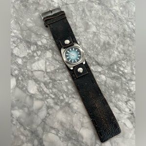 Fossil watch and leather wristband